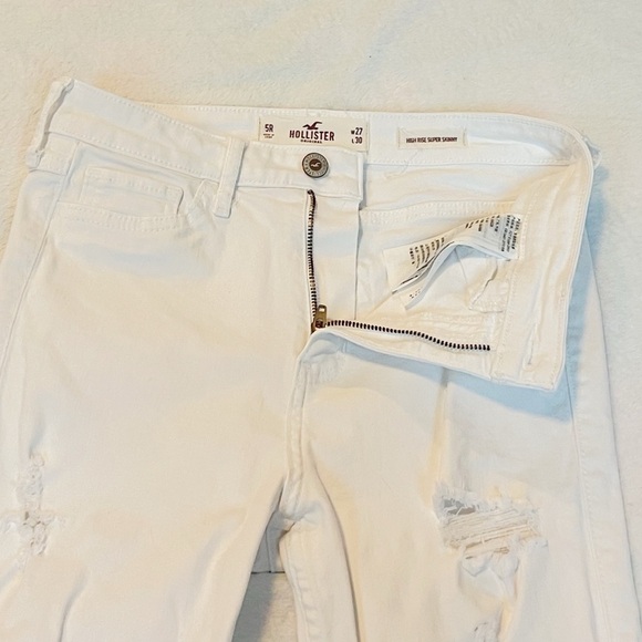 Hollister Distressed Skinny Jeans Mid Rise Solid White Size 27 Waist / 5 - Picture 5 of 8